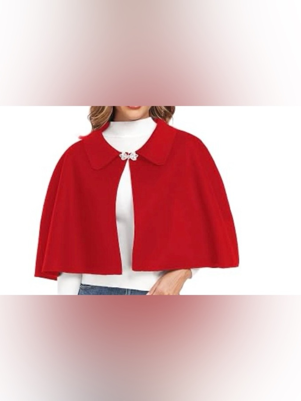 Classic Red Capelet with Decorative Brooch size Sc